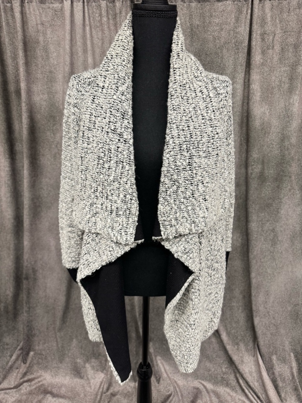 Bar III Gray Marled Open-Front Knit Poncho